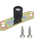 Four Piece Sliding Door Roller Guide Wheel With Ball Bearings For Barn Doors Floor Flush Mount Stay Roller With Screws 10mm Wheel Diameter Galvanized Metal For Quiet Smooth Sliding And Low Maintenance, showing metal plate and screws