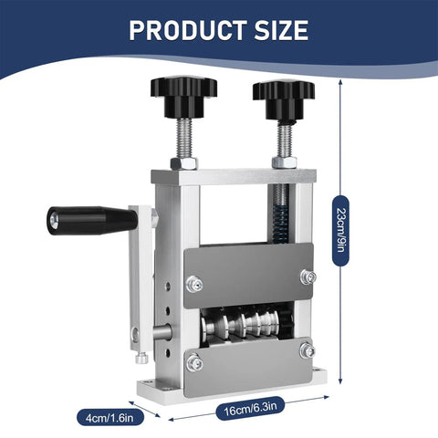 Heavy Duty Wire Stripper Machine Precision Power Tool Attach For Drill Operation Electrician Gear shown in dimensions with metal construction.