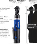 12V Cordless Ratchet Wrench And Compact Drill Driver Combo Kit showing ARW1209 features and comparison with other brands.