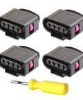 Ignition Coil Connector Repair Kit For VW And Audi 4B0973724 Plug And Play Harness Replacement, showing four connectors and tool