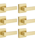Gold Dummy Door Lever Handles Set Of 6 For Interior Doors And Closets No Latch Or Lock, Non Turning Single Sided