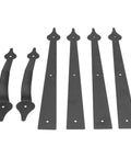 Matte Black Garage Door Hinges And Handles Kit, Carbon Steel Hardware Set With 4 Hinges And 2 Handles, Screw Mount Included