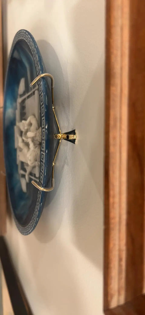 Heavy Duty Polished Brass Plate Hanger For Wall Display With Non Scratch Hooks And Complete Wall Mount Kit Fits Decorative Plates