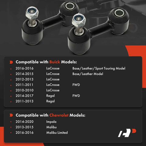 Two Pack Rear Sway Bar Links For Chevy Malibu, Impala, Malibu Limited, Buick LaCrosse And Regal Stabilizer Link Replacement