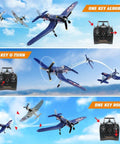 Brushless 4CH RC Plane F4U Corsair Stunt Model 500mm Wingspan With Gyro Stabilization RTF performing stunts in blue sky.