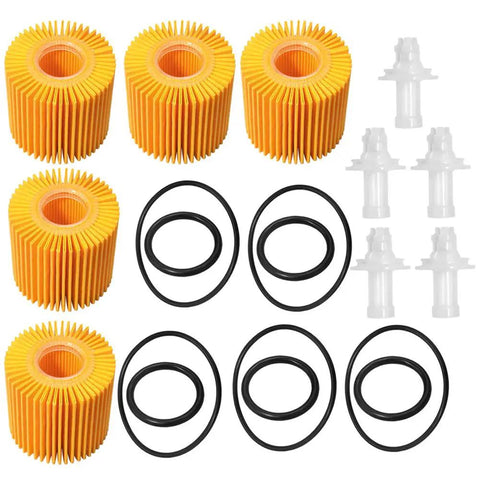 Pack of 5 oil filters, gaskets, and drain plugs for Oil Filter Kit Replacement For Toyota Avalon 2013-2018