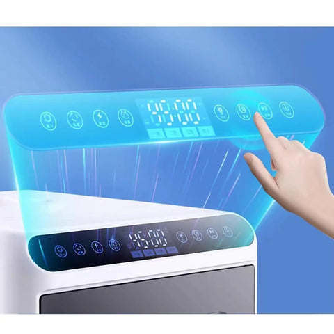 Slick Portable Countertop Dishwasher Fully Automatic Mini Appliance with touch interface showing rapid dry cycle settings.