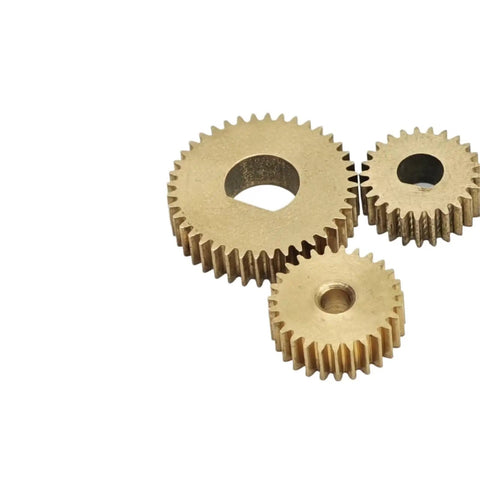 Copper Gear Wheel 26 Teeth 0.7 Module D Hole Flat Gear 19.6mm Diameter 5mm Thick With 10x9mm Bore shown with similar gears