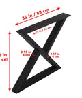 Two Pack Rustic Triangle Table Legs Heavy Duty Metal For Dining Tables And Desks Industrial Modern Black Finish DIY Cast Iron