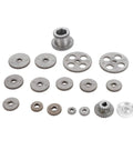 18 Piece Lathe Gear Kit for Mini Lathe with Duplex Gears and Motor Belt Pulley displayed on white background