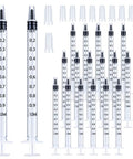 20 Pack 1ml Syringes With Cap For Liquid 1cc Plastic Small Syringes With Covers Non Sterile No Needle Great For Medical Dosing Lab Crafts Diy Projects, clear caps