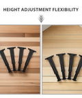 Beefed Up Heavy Duty Adjustable Furniture Legs 8 Pack Waterproof 7.6 To 13.5 Inch Easy Install Replacement Feet shown on wood floors