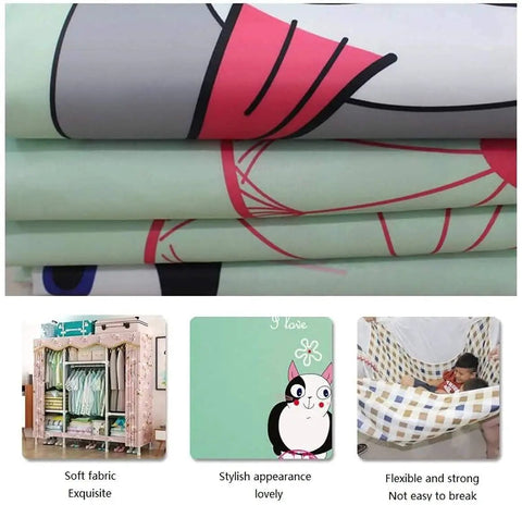 Portable Wardrobe Closet Organizer, 65 x 18 x 65 Inch, Heavy Duty Steel Frame, Breathable Fabric Cover, Hanging Clothes Storage
