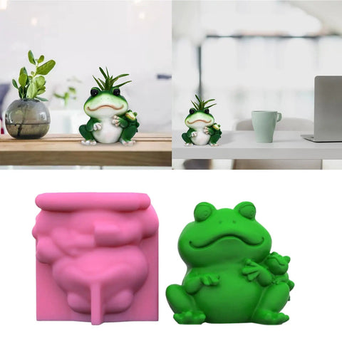Frogs Planter Silicone Molds For Epoxy Resin And Concrete Crafts, DIY Friendly Cement Gypsum Casts For Flower Vase And Animal Statue Decor