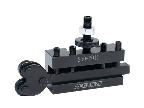 BXA Wedge Type Quick Change Tool Post Set for Lathe, 10 to 15 Inch Swing, 10 Piece Kit with Cutoff, Grooving, and Knurling Holders