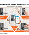 Absolute Game Changer Smart Door Lock Featuring Fingerprint Keypad Bluetooth App Control And Keyless Code Entry, showing unlock modes and handle.