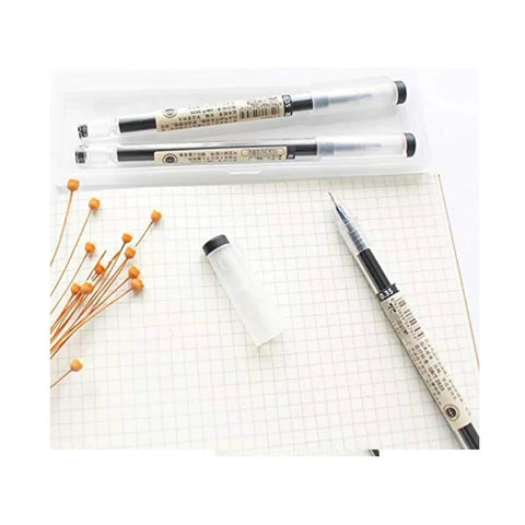 Gel Ink Pen Extra Fine Point 0.35mm Ballpoint Black For Office, School, And Home Use, displayed with cap off on paper