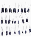 24 Value 500 Piece Aluminum Electrolytic Capacitor Kit For DIY Electronics Projects And Tinkerers With various capacitor sizes.