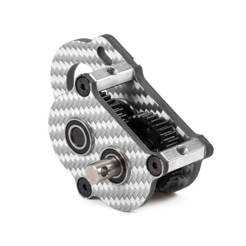 Ridiculously Light Carbon Fiber Portal Transmission Gearbox For 1 To 10 Scale RC Crawlers, low center of gravity design, side view
