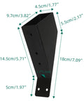Eight Piece 45 Degree Pergola Bracket Set For 2x4 Lumber Heavy Duty Angle Supports With Drainage Holes, dimensions shown