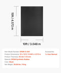 Tough As Nails 10 X 15 Ft Roll Roofing With 45 Mil EPDM Rubber Membrane, shown in dimensions, black color, flexible underlayment.