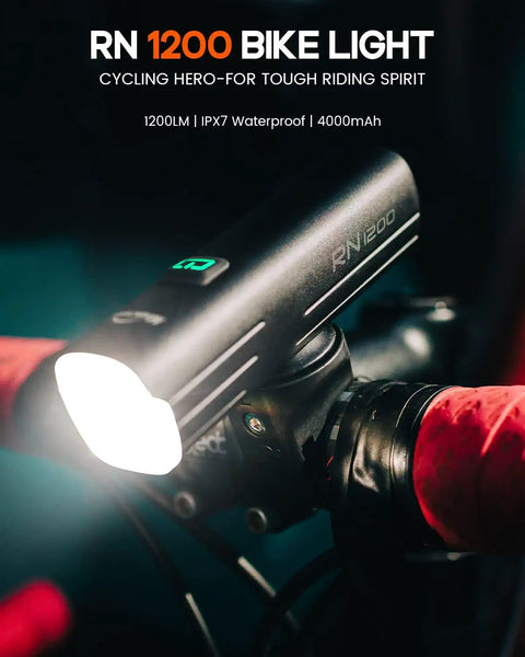All In One 1200 Lumen Bike Light With CREE LED, IPX7 Waterproof, 4000mAh Type C Battery And Reverse Charging, Beast Mode Bright Headlight For Mountain, Road And City Bikes
