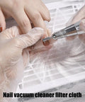 Manicure using nail drill over 100 Pack Disposable Nonwoven Filter Cloths For Nail Vacuum Cleaners Nail Art Dust Collector