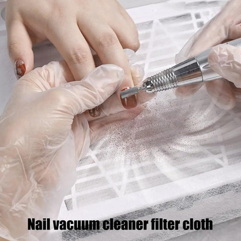 Manicure using nail drill over 100 Pack Disposable Nonwoven Filter Cloths For Nail Vacuum Cleaners Nail Art Dust Collector