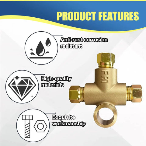 Three Way T Shape Brake Tee Inverted Female Tees Replacement Elbow Connector With Three Male Nuts M10 Universal Auto Brake Line Tee Fitting For Three Sixteenth Inch Pipe 10mm Pack Of 2 brass T fitting with anti-rust corrosion resistant design