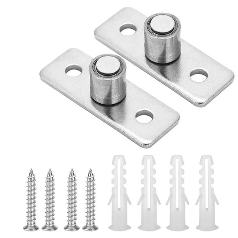 2 Pack Stainless Steel Barn Door Floor Guide Set With Flush Mount Stay Roller and wall mount guide, screws and anchors