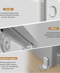 Features of the Bypass Sliding Door Hardware Kit 84 Inch Track Set For Two Door Wardrobe Closet System in galvanized steel.