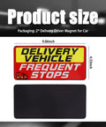 Front view of Delivery Vehicle Magnet Sign Set 9x4 Inches Weatherproof Reflective Warnings for Frequent Stops, red and yellow.