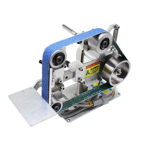 Heavy Duty 550W Belt Sander With Brushless Motor And 762x25 Mm Sanding Belt, showcasing its sturdy frame and dual sanding belts.