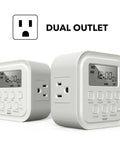 7 Day Heavy Duty Digital Timer With Dual Outlets For Lamps Lights Fans And Home Office Appliances 125V 15A 1875W
