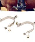 Rugged Stainless Steel Western Horse Spurs With Rotatable Gear Carved Equestrian Style For Training and Trail Riding