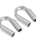 Built Like A Tank 3/8 In And 10mm Wire Rope Tube Thimble, 2 Pack Heavy Duty 304 Stainless Steel Rigging Clamps, close-up view.