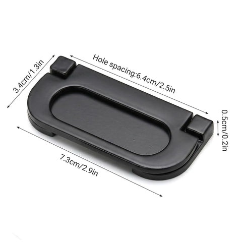 Two Pack Recessed Door Pulls Matte Black Zinc Alloy Flush Handles with Dimensions for Cabinets and Drawers