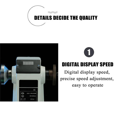 AOXHUGB Mini Wood Lathe For Jewelry Making And Bead Polishing 3200Rpm Motor with a digital speed display for precise adjustments.