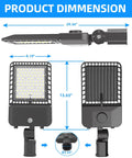 Dimensions of Beast Bright 300W LED Parking Lot Lights With Photocell Slip Fitter, 39000 Lumen Outdoor Pole Mount Flood Light, 5000K.