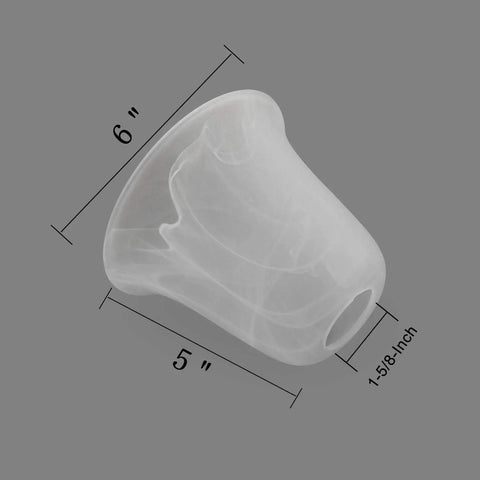 Six Pack Bell Shaped Alabaster Glass Shades For Ceiling Fans And Wall Lights, Lipless Design, 6 Inch Bottom By 5 Inch Tall