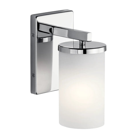 Crosby 9.25 Inch Chrome Wall Sconce With Satin Etched Cased Opal Glass 1 Light Modern Vanity Light For Hallway Or Bathroom Ambient Illumination And Easy Install No Fuss Mounting In Minutes