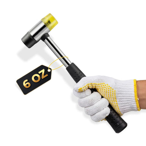 25mm Double-Faced Rubber Mallet Hammer With Soft Non-Marring Heads, Lightweight And Shockproof, Non-Slip Grip held in hand