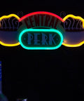 Central Perk Neon Light Wall Sign 16 Inch Replica Coffee Shop LED Hanging Decor glowing in dark room.