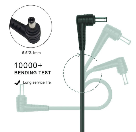12V 2A Switching Power Supply AC DC Wall Adapter US Plug 24W 5.5x2.1mm DC Connector close-up of 90-degree barrel plug