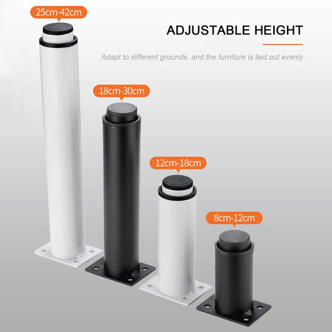 Beefy Adjustable Round Metal Furniture Legs 8 cm Black White Non Slip Wear Resistant 4 Pack for Cabinets and Coffee Tables