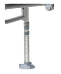 Adjustable leg of Plastic Bathtub Transfer Bench With Reversible Backrest And Tool Free Assembly showing non-slip foot
