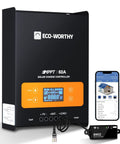 Dope 60A MPPT Solar Charge Controller With Bluetooth And WiFi, 150V Max PV Input, shown with smartphone app interface