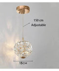 Modern Indoor Bedroom Crystal Luxury Pendant Light Ceiling Light,installable, 15cm diameter with adjustable 150cm length.