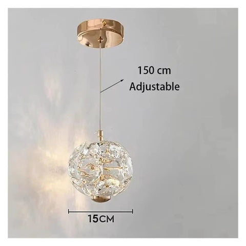 Modern Indoor Bedroom Crystal Luxury Pendant Light Ceiling Light,installable, 15cm diameter with adjustable 150cm length.