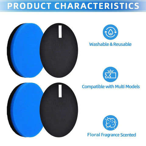 Scented Replacement Filter For Febreze 1214 Cleanview And PowerGlide Pet Vacuum, blue and black washable air filters.